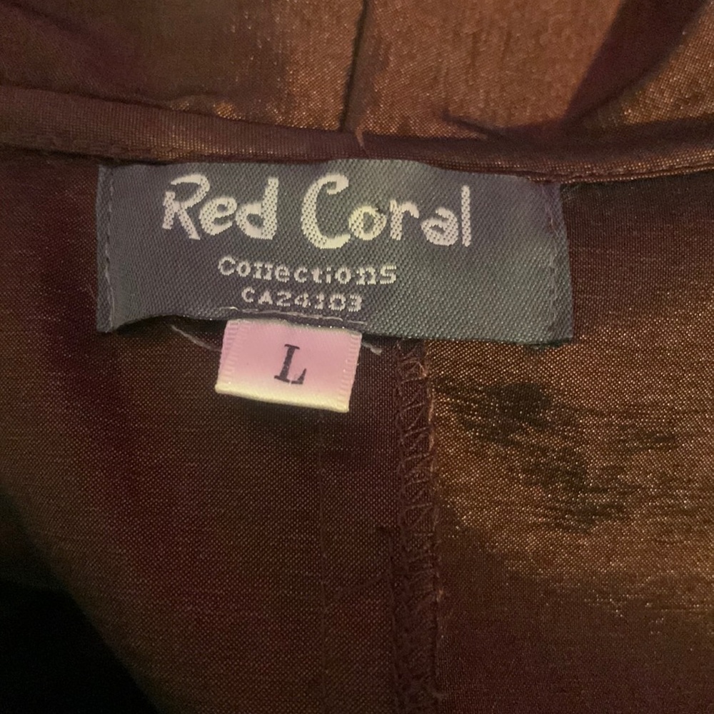 Women’s Brown Ruffled Zip-Front Jacket, size L - Picture 3 of 9